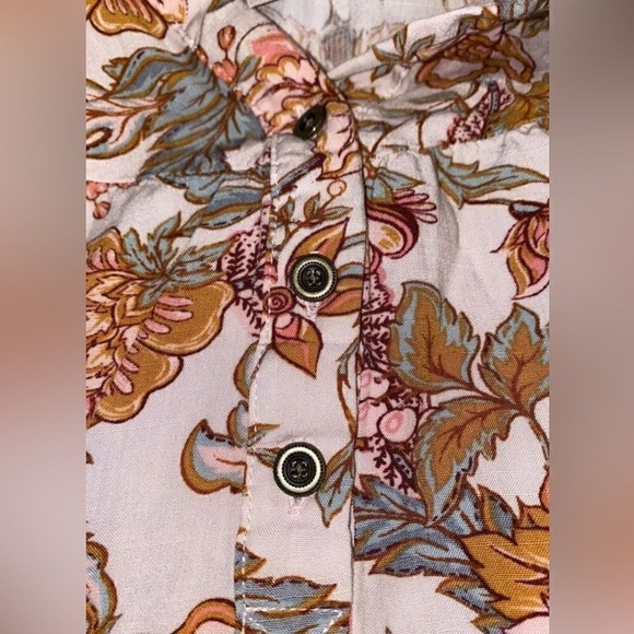 Knox Rose Women Pink Floral‎ Snap Front 3/4 Sleeve Blouse 2XL Casual Summer - Picture 3 of 5